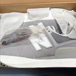 New Balance Light Gray and White Athletic Shoes